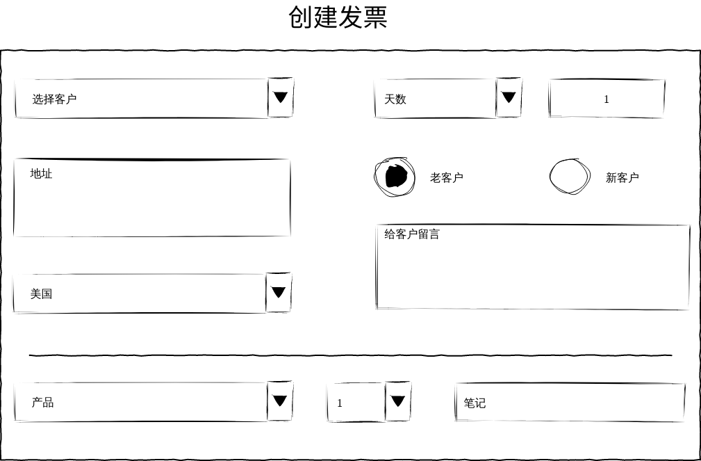 创建发票有线用户界面 (有线 UI 图 Example)