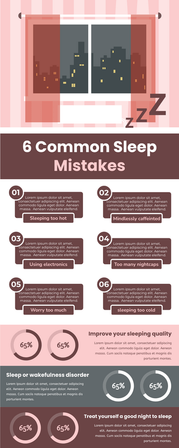 Infographic template: 6 Common Sleep Mistakes Infographic (Created by Visual Paradigm Online's Infographic maker)