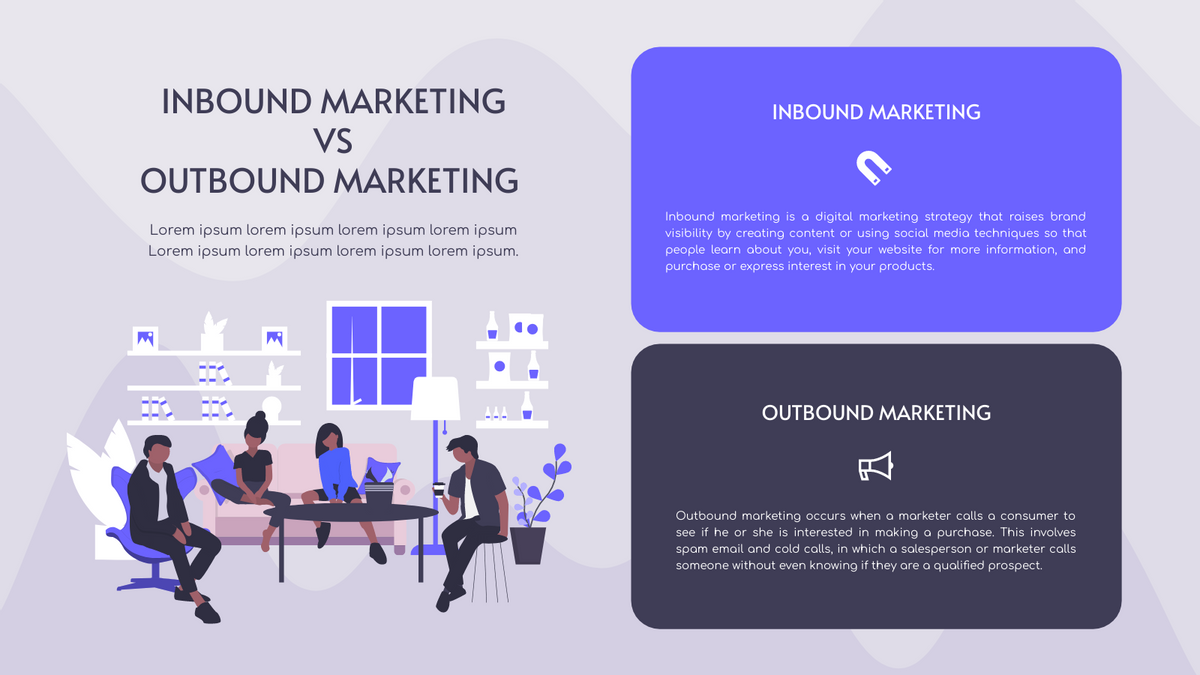 Strategic Analysis template: Purple Inbound Marketing vs Outbound Marketing Strategic Analysis (Created by InfoART's Strategic Analysis maker)