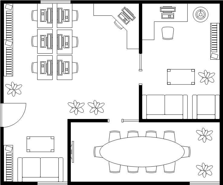 Floor Plan template: Floor Plan For Office Interior (Created by Visual Paradigm Online's Floor Plan maker)