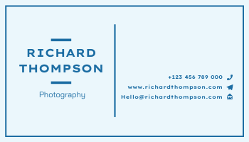 Business Card template: Blue And Minimal Photography Business Card (Created by InfoART's Business Card maker)