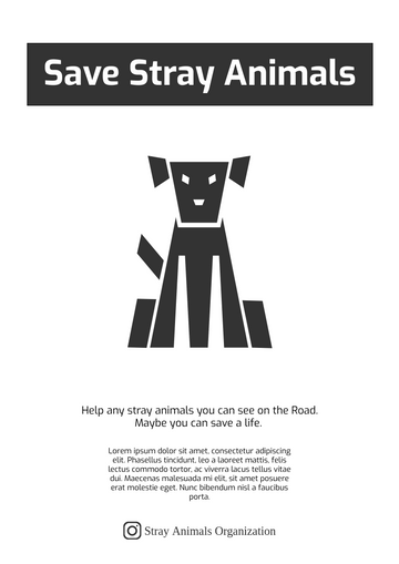 Editable flyers template:Save Stray Animals Flyer (Theme Of Dog)