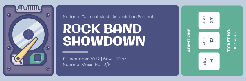 Ticket template: Rock Band Showdown Ticket (Created by Visual Paradigm Online's Ticket maker)