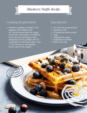 Recipe Card template: Blueberry Waffle Recipe Card (Created by Visual Paradigm Online's Recipe Card maker)
