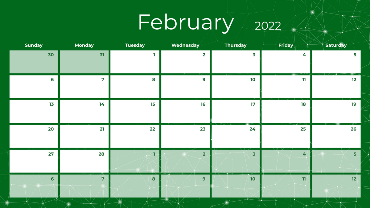 Calendar 模板。Simple Calendar 2022 (由 Visual Paradigm Online 的Calendar软件制作)