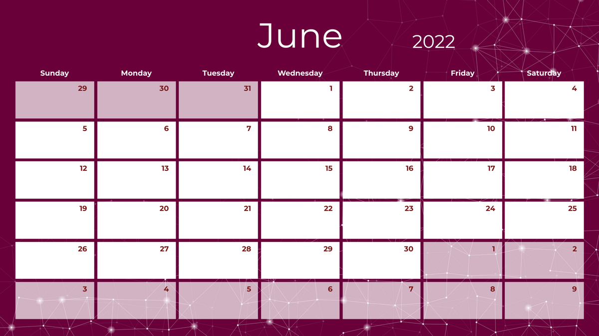 Calendar template: Simple Calendar 2022 (Created by Visual Paradigm Online's Calendar maker)