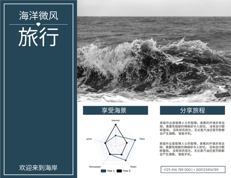 Editable brochures template:海洋微风旅行宣传册