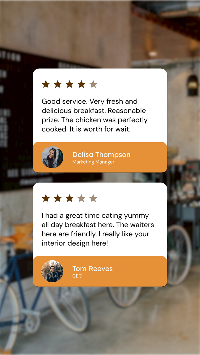 Instagram Story template: Customer Review For Restaurant Instagram Story (Created by Visual Paradigm Online's Instagram Story maker)