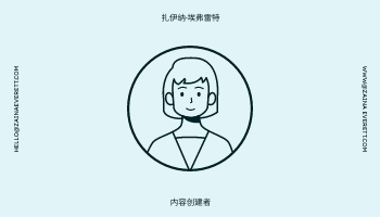 名片 模板。蓝色卡通插图肖像名片 (由 Visual Paradigm Online 的名片软件制作)