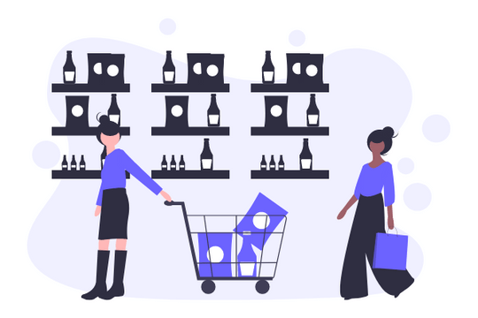 商业插图 模板。Shopping In Supermarket Illustration (由 Visual Paradigm Online 的商业插图软件制作)