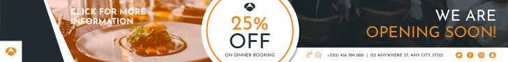 Banner Ad template: Restaurant Booking And Opening Banner Ad (Created by Visual Paradigm Online's Banner Ad maker)