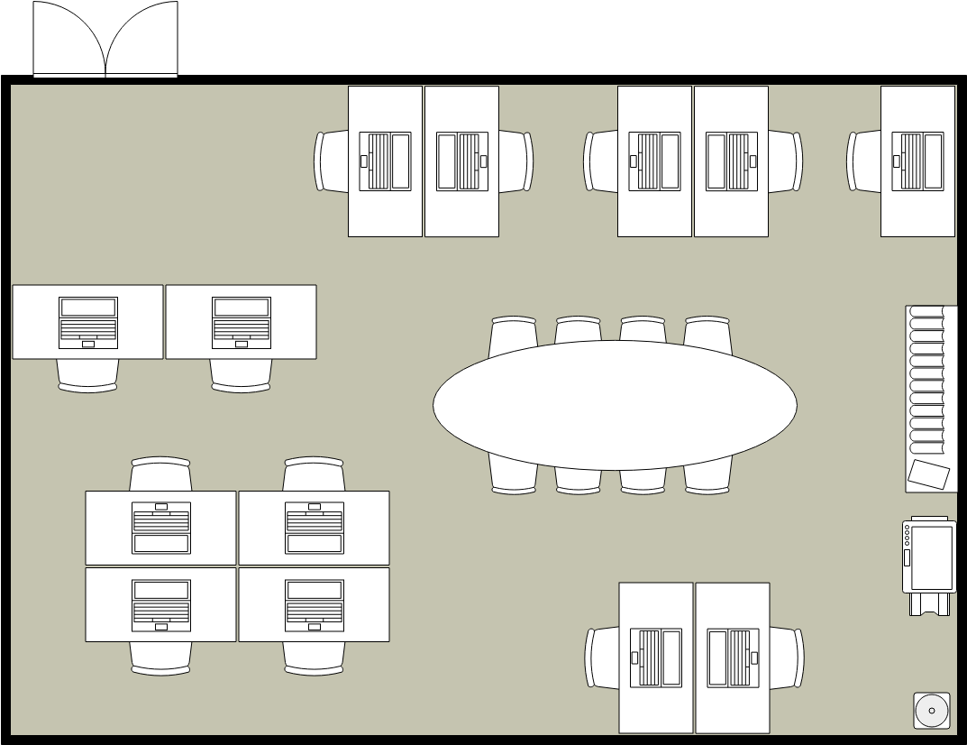 办公室平面图 template: Open Work Office (Created by Diagrams's 办公室平面图 maker)