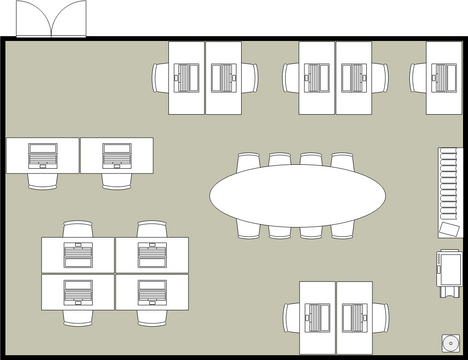 Work Office Floor Plan template: Open Work Office (Created by InfoART's Work Office Floor Plan marker)