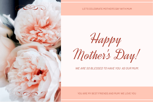 Editable greetingcards template:Simple Pink Floral Mother's Day Greeting Card