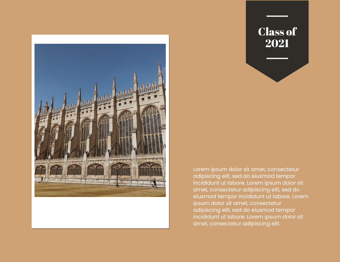 年鉴照相簿 模板。University Graduation Yearbook Photo Book (由 Visual Paradigm Online 的年鉴照相簿软件制作)