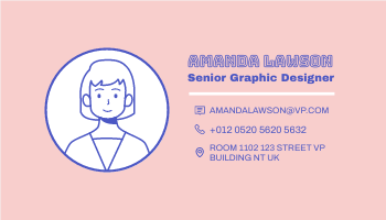 Blue Pink Illustration Portrait Business Card