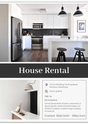 Flyer template: New House Rental Flyer (Created by Visual Paradigm Online's Flyer maker)