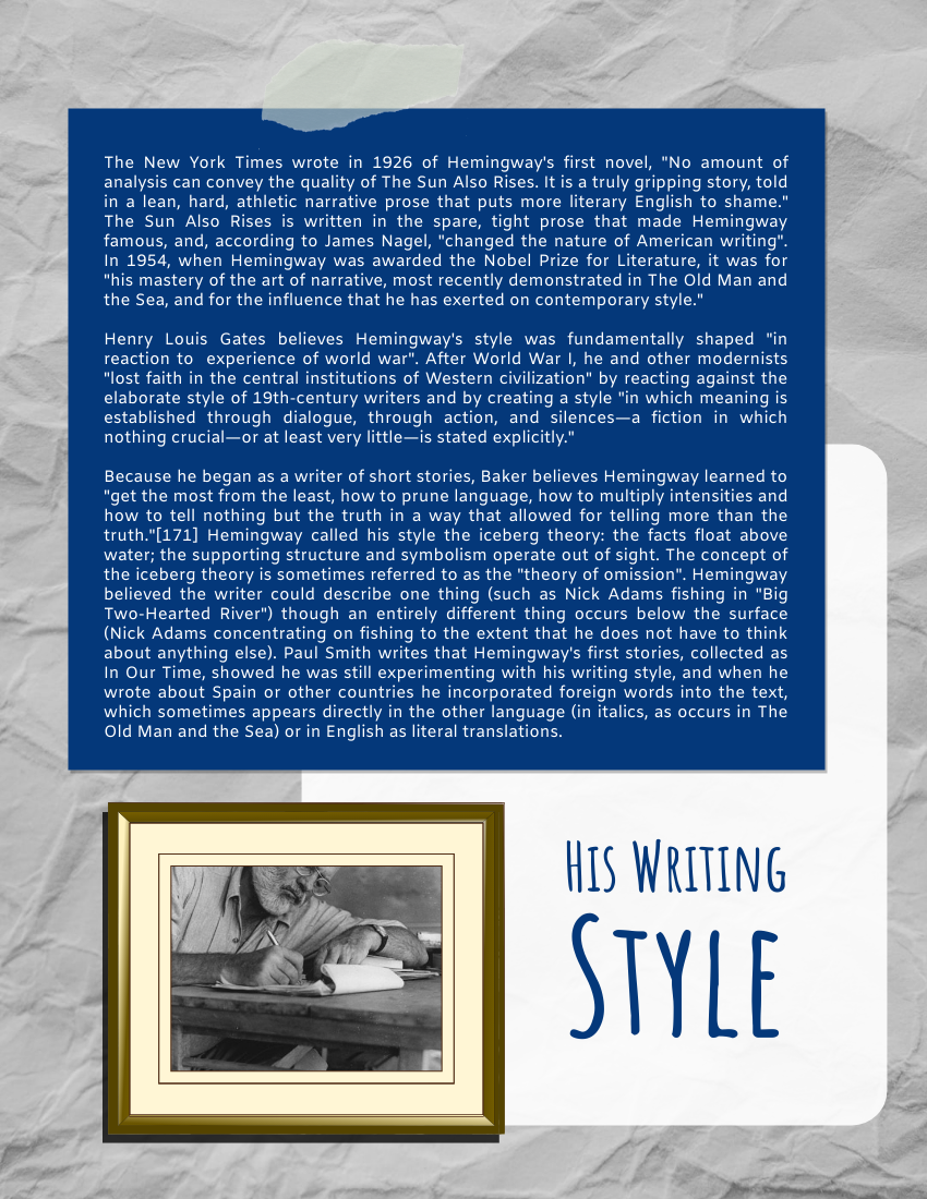 Biography template: Ernest Hemingway Biography (Created by Visual Paradigm Online's Biography maker)