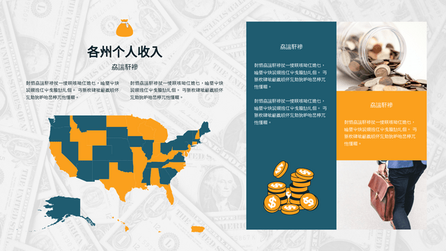 地理图 模板。各州个人收入地理图 (由 Visual Paradigm Online 的地理图软件制作)