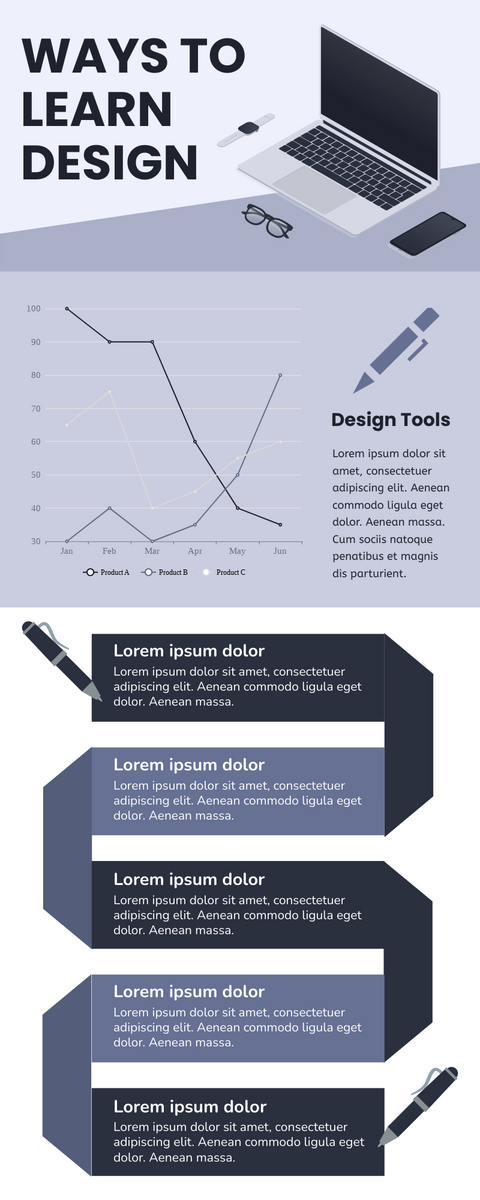 Infographic template: Ways To Learn Design Infographic (Created by Visual Paradigm Online's Infographic maker)