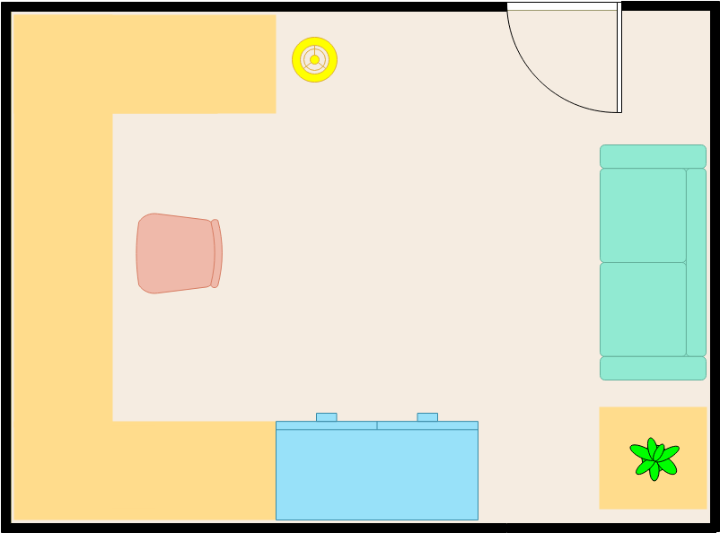 家庭办公室平面图 模板。简单的家庭办公室 (由 Visual Paradigm Online 的家庭办公室平面图软件制作)