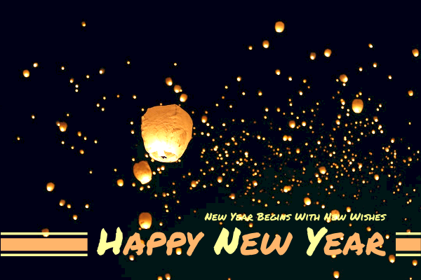 Greeting Card template: New Year Sky Lantern Greeting Card (Created by Visual Paradigm Online's Greeting Card maker)