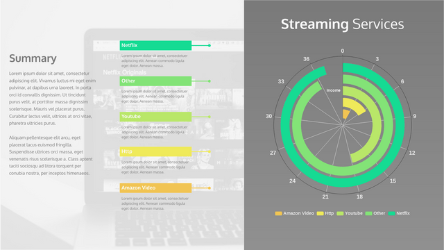 Radial Chart template: Streaming Services (Created by InfoART's  marker)