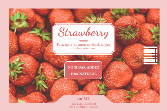 Label template: Strawberry drink Label (Created by Visual Paradigm Online's Label maker)