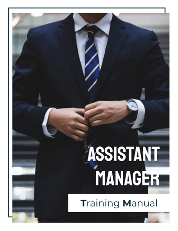 培訓手冊 模板。 Assistant Manager Training Manual (由 Visual Paradigm Online 的培訓手冊軟件製作)