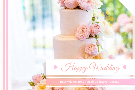 Editable greetingcards template:Happy Wedding Cake Greeting Card