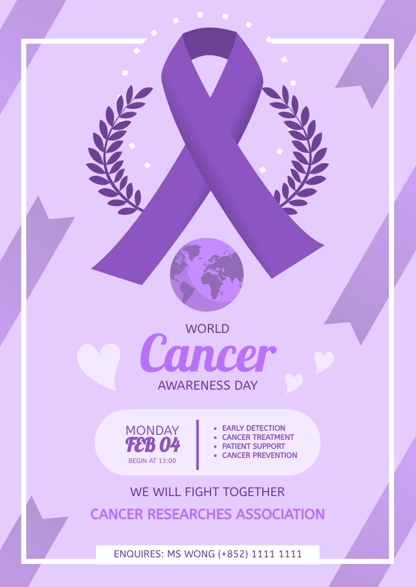 Flyer template: World Cancer Awareness Day Flyer (Created by Visual Paradigm Online's Flyer maker)