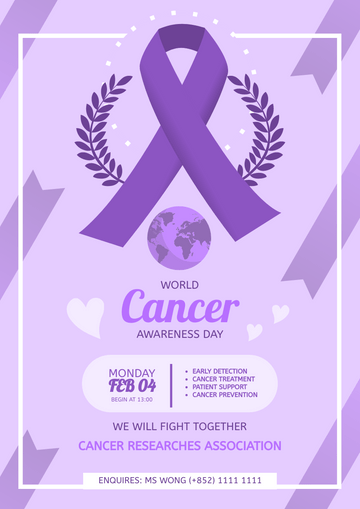 Flyer template: World Cancer Awareness Day Flyer (Created by Visual Paradigm Online's Flyer maker)