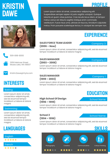 Resume template: Blue Resume (Created by Visual Paradigm Online's Resume maker)