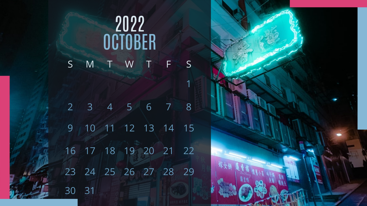 Calendar template: Neon Photo Calendar (Created by Visual Paradigm Online's Calendar maker)