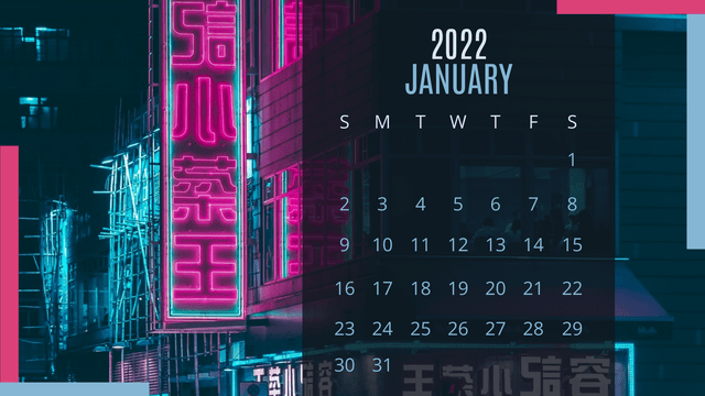 Calendar template: Neon Photo Calendar (Created by InfoART's  marker)