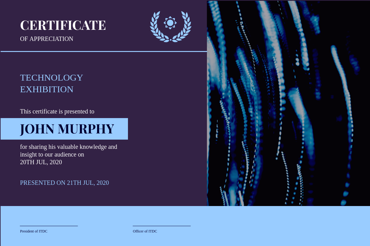 Certificate template: Cyber Certificate (Created by InfoART's Certificate maker)