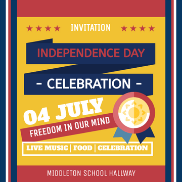 Editable invitations template:School Independence Day Celebration Invitation