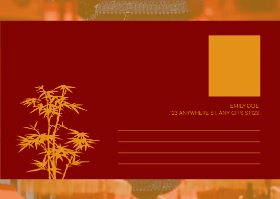 Postcard template: Red Bamboo Graphic Lunar New Year Postcard (Created by InfoART's Postcard maker)