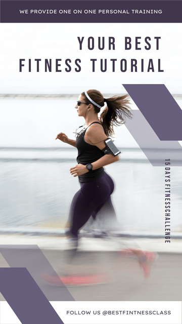 Editable instagramstories template:Purple Fitness Photo Fitness Class Promotion Instagram Story