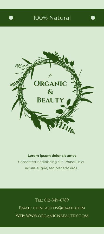 Rack Card template: Organic Beauty Product Rack Card (Created by InfoART's Rack Card maker)