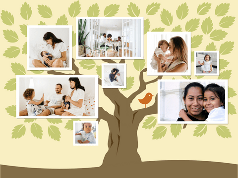 Family Tree template: Tree Leaves Family Tree Collage (Created by InfoART's  marker)