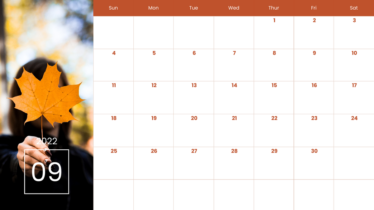 Orange Color Theme Calendar