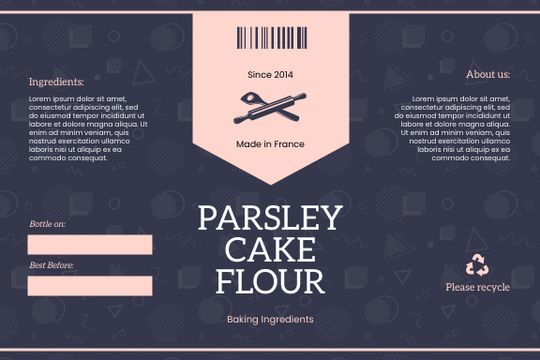 Editable labels template:Cake Flour Package Label