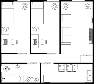 Floor Plan template: Double Bedroom Floor Plan (Created by Visual Paradigm Online's Floor Plan maker)