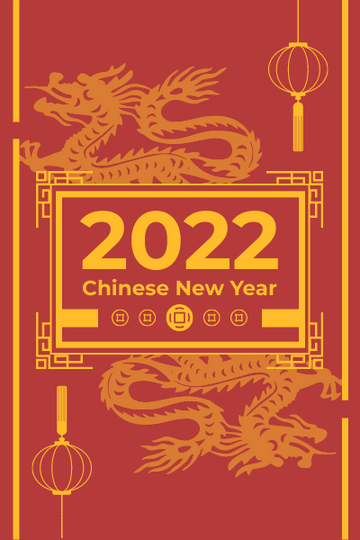 Chinese New Year Greeting Card With Graphic Decorations