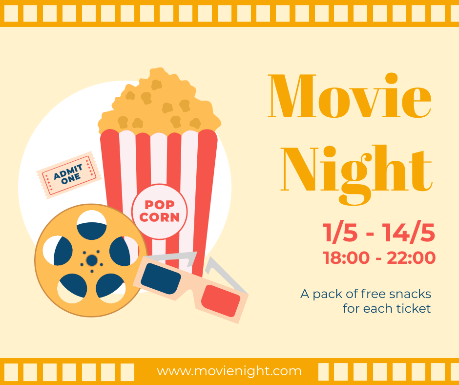 Facebook Post template: Movie Night Free Snack  Facebook Post (Created by Visual Paradigm Online's Facebook Post maker)