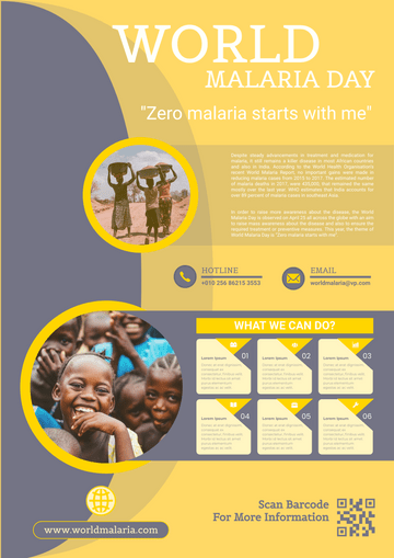 Poster template: World Malaria Day Poster With Details (Created by Visual Paradigm Online's Poster maker)