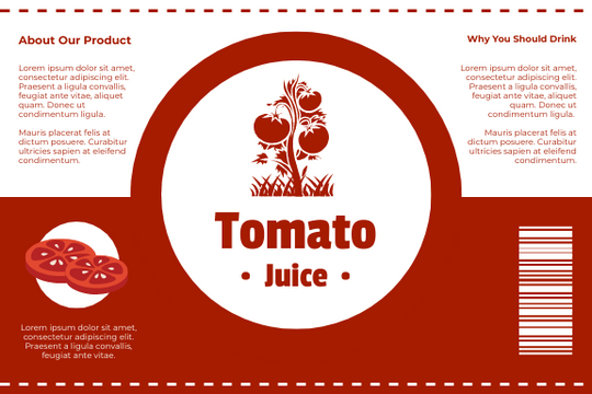 Label template: Tomato Juice Label (Created by Visual Paradigm Online's Label maker)