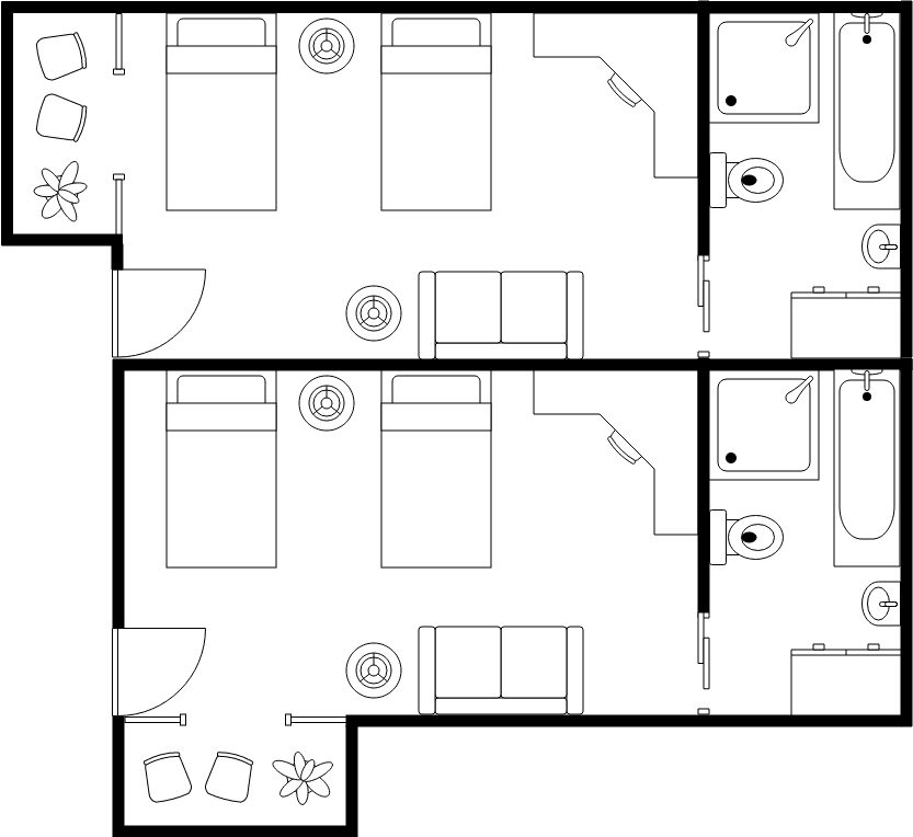 Double Bed Room Floor Plan