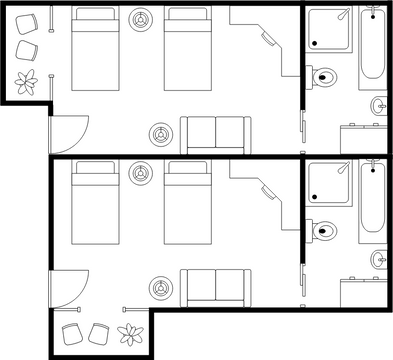 Double Bed Room Floor Plan